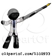 Poster, Art Print Of Black Doctor Scientist Man Pen Is Mightier Than The Sword Calligraphy Pose