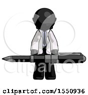 Poster, Art Print Of Black Doctor Scientist Man Weightlifting A Giant Pen