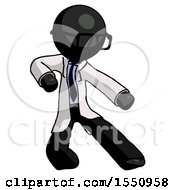 Poster, Art Print Of Black Doctor Scientist Man Karate Defense Pose Right