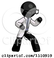 Poster, Art Print Of Black Doctor Scientist Man Martial Arts Defense Pose Right