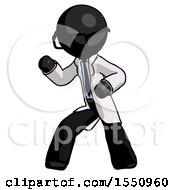 Black Doctor Scientist Man Martial Arts Defense Pose Left