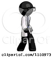 Black Doctor Scientist Man Walking Turned Right Front View