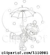 Poster, Art Print Of Lineart Entertaining Clown With An Umbrella And Balls