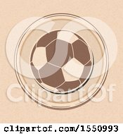 Poster, Art Print Of Soccer Ball In A Border On Brown Paper