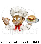 Poster, Art Print Of Male Chef Holding A Cheese Burger On A Tray And Gesturing Perfect