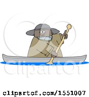 Poster, Art Print Of Cartoon Black Man Rowing A Canoe