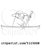 Poster, Art Print Of Cartoon Lineart Man Rowing A Canoe