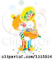 Clown Holding A Phonograph And Playing Music