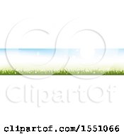 Clipart Of A Spring Time Grass Flower And Sky Border Royalty Free Vector Illustration
