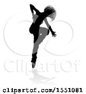 Silhouetted Female Hip Hop Dancer With A Reflection Or Shadow On A White Background