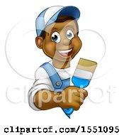 Poster, Art Print Of Happy Black Male Painter Holding A Brush Around A Sign