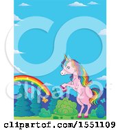 Poster, Art Print Of Rainbow And Rearing Pink Unicorn