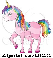 Pink Unicorn With Colorful Hair
