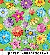 Clipart Of A Seamless Spring Flower Pattern Background Royalty Free Vector Illustration
