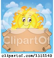 Poster, Art Print Of Happy Sun With A Parchment Scroll
