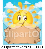 Poster, Art Print Of Happy Summer Sun With A Parchment Scroll