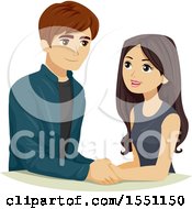 Clipart Of A Teenage Couple Planning Their Future Royalty Free Vector Illustration