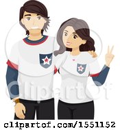 Clipart Of A Teenage Couple Wearing Matching Outfits Royalty Free Vector Illustration