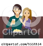 Clipart Of A Teenage Couple Watching A Shocking Movie Together Royalty Free Vector Illustration by BNP Design Studio