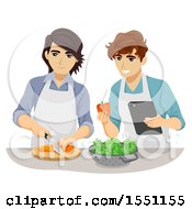 Poster, Art Print Of Teenage Gay Couple Cooking Together