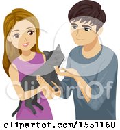 Poster, Art Print Of Happy Young Couple Adopting A Cat