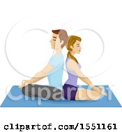 Poster, Art Print Of Couple Meditating Back To Back On A Yoga Mat