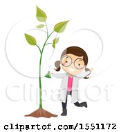 Poster, Art Print Of Girl Scientist Using Fertilizer To Make A Plant Grow Big