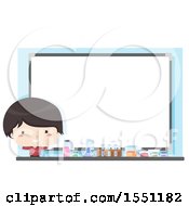 Poster, Art Print Of Boy With Science Equipment Under A White Board