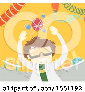 Poster, Art Print Of Scientist Boy With An Atom Over His Head