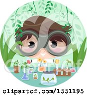 Clipart Of A Scientist Boy Conducting Experiments With Plants Royalty Free Vector Illustration by BNP Design Studio
