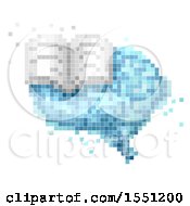 Clipart Of A Pixelated Brain Icon With An Open Book Royalty Free Vector Illustration