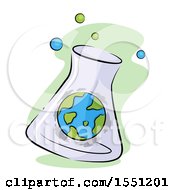 Clipart Of A Globe In A Science Flask Royalty Free Vector Illustration
