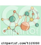 Clipart Of A Sketched Molecule On Green Royalty Free Vector Illustration