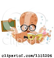 Poster, Art Print Of Chemistry Teacher Octopus Holding A Chalkboard Chemicals And Book