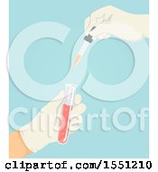 Clipart Of A Hand Using A Dropper To Transfer Liquid To A Solution In A Test Tube Royalty Free Vector Illustration by BNP Design Studio