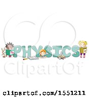 Poster, Art Print Of Group Of School Children Around The Word Physics