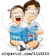 Poster, Art Print Of School Boy Reading A Science Book To His Little Sister
