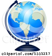 Clipart Of A Blue Desk Globe Royalty Free Vector Illustration