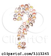 Poster, Art Print Of Group Of Children Forming A Question Mark