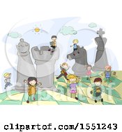 Poster, Art Print Of Group Of Children On A Giant Chess Board
