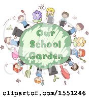 Poster, Art Print Of Group Of Children Around A Globe With Our School Garden Text