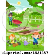 Poster, Art Print Of Group Of Children In A Garden