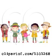 Poster, Art Print Of Group Of Children In Gardening Gear