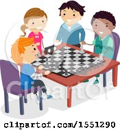 Poster, Art Print Of Group Of Children Playing Chess
