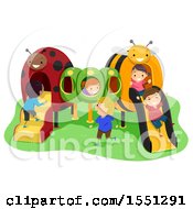 Poster, Art Print Of Group Of Children Playing On An Insect Playground
