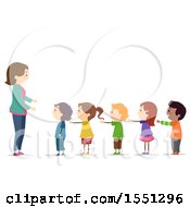Poster, Art Print Of Group Of Children Standing In Line With Their Arms Out
