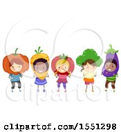 Poster, Art Print Of Group Of Children In Vegetable Costumes