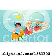 Group Of Children Riding A Produce Roller Coaster