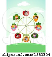 Group Of Children On A Produce Ferris Wheel