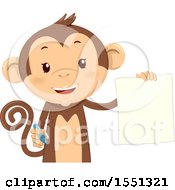 Poster, Art Print Of Monkey Mascot Holding A Blank Piece Of Paper And Pen